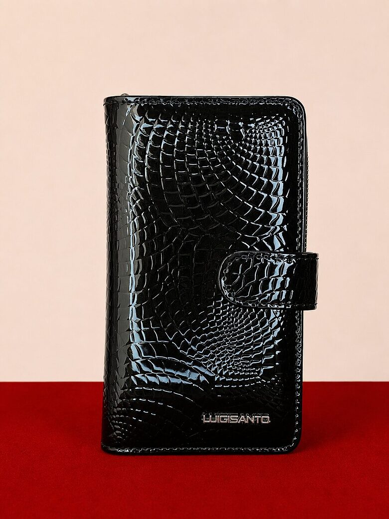 Genuine Patent Leather Wallet with Magnetic Closure